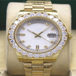 luxury fashion watches top quality 18k yellow gold diamond dial bezel watch automatic mens watch wristwatch248D