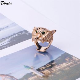 Donia Jewellery luxury ring fashion tiger head copper inlaid zircon European and American creative female handmade designer gift241U