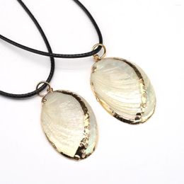 Pendant Necklaces 2Pcs Lot Natural Mother Of Pearl Shell Oval Conch With Leather Rope Chain For Women Men Jewelry Accessories