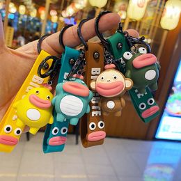 Creative Cartoon Sausage Mouth Big Mouth Monkey Cute Keychain Car Keychain Accessories Backpack Pendant PVC Key Chains Ring