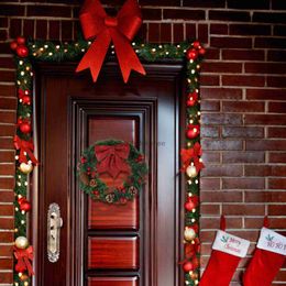 Christmas Decorations Xmas Wreath For Wall Bowknot Christmas Office Decor Charming Scene Decoration Pvc Front Door Garland HKD230921