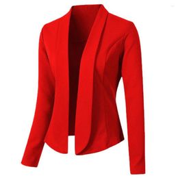 Women's Suits Basic Stylish Slim Fit Suit Coat For Business Office Lapel Cardigan Long Sleeve Solid Colour Spring Autumn Jacket