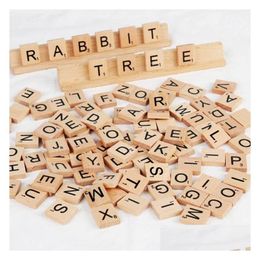 Party Favour 100Pcs/Set Wooden Alphabet Scrabble Tiles Black Letters Numbers For Crafts Wood Sn4203 Drop Delivery Home Garden Festive Dh643