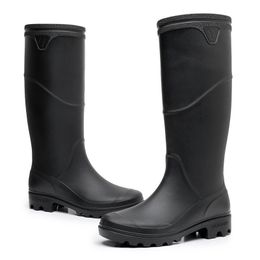 Rain Boots 39-46 Mens Rain Boots Waterproof Height 43cm Flat-soled Pvc Slip-on Mid-calf Construction Site Waterproof Male Shoes Hy29 230920