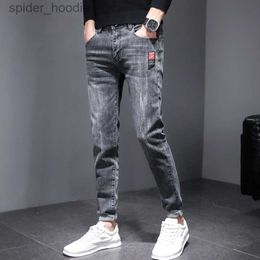 Men's Jeans Men Stretchy Ripped Skinny Biker Embroidery Cartoon Print Jeans Destroyed Hole Slim Fit Denim High Quality Hip Hop Black Jeans L230927