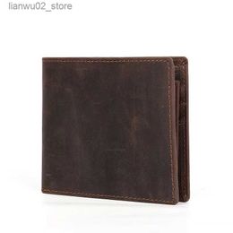 Money Clips Vintage Men Genuine Leather Wallet Short Multi Function Money Clip Large Capacity Coin Wallet Q230921