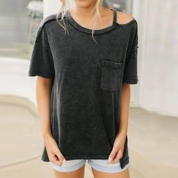 Women's T Shirts Fashion Sexy Off Shoulder Women Shirt Summer Solid Colour Casual Top Short Sleeve Loose Female Tee 2023 Ladies Street