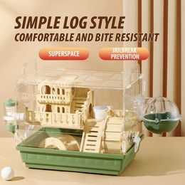 Other Pet Supplies Two Floor Log Hamster Cage Large Space Special Acrylic For Golden Bear Honey Bag Glider Nest 230920