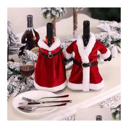 Christmas Decorations Creative Set Golden Veet Dress Wine Bottle Er Bag Sleeve Xmas New Year Dinner Table Decor Drop Delivery Home Gar Dhw8Q