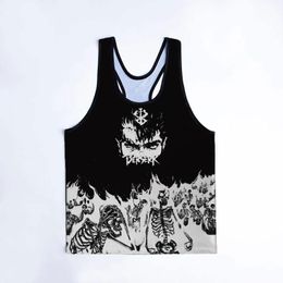 Men's Tank Tops Anime Berserk Mens GYM Top Breathable Guts 3D Print Vest Running Workout Bodybuilding Fitness Summer Shirt Tees Sleeveless