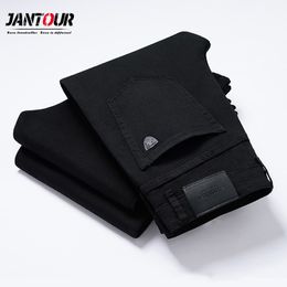 Mens Jeans Large Size 40 42 Black Cotton Elastic Straight Trouser Male Fashion Business Denim Pants Brand Clothing 230921