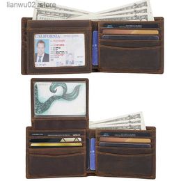 Money Clips Vintage Men Wallet Multifunction Money Clip RFID Blocking Men's Short Wallet Card Holder Anti-Theft Note Pocket Purse Men Q230921