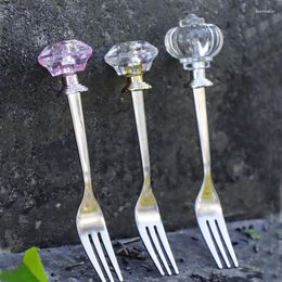 Spoons Creative Crystal Head Coffee Spoon Dessert Fork Hand Gift Stainless Steel Tableware Daily