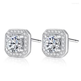 Stud Earrings Trendy 925 Silver Jewelry Ornaments Inlaid Zircon Gemstones For Women Wedding Promise Party Wholesale