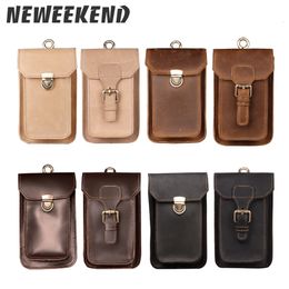 Waist Bags Genuine Leather Vintage Packs Men Travel Fanny Pack Belt Loops Hip Bum Bag Mobile Phone Pouch 2088 2089 230920