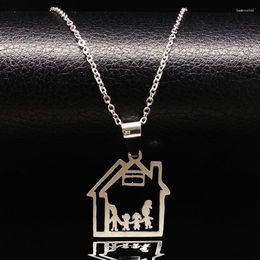 Chains Family House Stainless Steel Necklace Women MAMA Boy Gril Mother's Day Gift Silver Color Kids Jewerly N2602