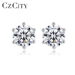 Czcity Earing Lady Diamond Small Sterling Silver Rhodium Plated 925 Vvs Wholesale Moissanite Stud Earring