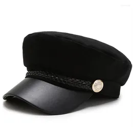 Berets Sun Casual Military Caps Woman Cotton Beret Flat Hats Captain Cap Trucker Vintage Black Sport Dad Bone Male Women's Leather Hat