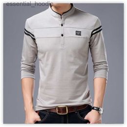 Men's Dress Shirts Autumn Men's Mandarin Collar Long Sleeve Tshirts Trend Slim Cotton Korean Style Shirt Labelling Male Tops for Spring 4XL L230921