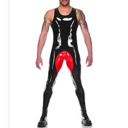 Catsuit Costumes Black Latex Men's s Sports Tights Rubber Bodysuit 0.4mm Suit Party