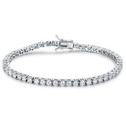 Quality 4A Entire 3mm 4mm CZ Tennis Bracelet In Real Solid 925 Sterling Silver Classial Jewellery 2pcs Lot2790