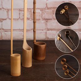 Tea Scoops Bamboo Mini Spoon Long Handle Sugar Coffee Scoop Utensil For Home Kitchen Cooking Tool Supplies