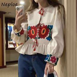Women' Blends Neploe Korean 2023 Spring Summer Clothing Ethnic Style Print Tassel Long Sleeve Jacket Vintage Sweet Flower Printed Coats 230920