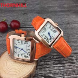 Famous designer Fashion Man woman Lovers Watch Casual leather Strap Dress Luxury Quartz square Wristwatch3111