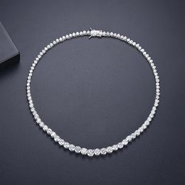 Trendy Lovers Necklace Lab Diamond Cz Stone White Gold Filled chorker Pendant Necklaces for Women Bridal Party Wedding jewelry257p