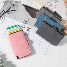 Money Clips CASEKEY Dropshipping Male Wallet Denim Leather Mini Popup ID Credit Card Case Bag RFID Slim Thin Smart Card Holder Geldbeutel Q230921