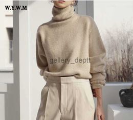 Women's Sweaters WYWM Cashmere Elegant Turtle Neck Women Sweater Soft Knitted Basic Pullovers O Neck Loose Warm Female Knitwear Jumper J230921