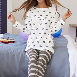 Women's Sleepwear Cartoon Cotton Pajamas Women's Spring and Autumn Models Long-sleeved Home Service Women's Simple Loose Casual Suit Large Size 230920