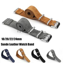 Watch Bands Retro Suede Leather Watch Bracelet 18mm 20mm 22mm 24mm Steel Buckle Watch Band Replacement Wristband Soft Genuine Leather Strap 230920