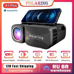 Projectors Polaring A1 Plus Digital Projector 1080P 4K 4D Keystone Android System Video Projetor 250ANSI 10000Lumes Home Camping Proyector L230923