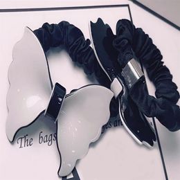 7X5CM Black and white acrylic bow rubber bands C head rope hair ring hairpins for ladies favorite headdress Jewelry Accessories vi228Z