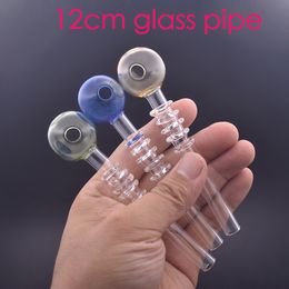 Wholesale Newest cheap 12cm glass oil burner pipe Thick heady Pyrex Five rounds smoking hand water tube nails Handmade pipes