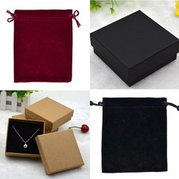 Schmuckbeutel 2023 Mode rot/schwarz Samt Geschenktüten für Box Verpackung Kordelzug Großhandel