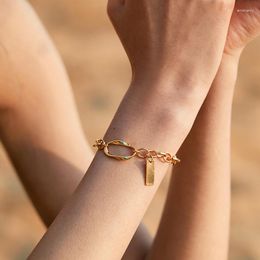 Strand CCGOOD Irregularity Ellipse Charm Bracelet For Women Gold Plated 18 K High Quality Minimalist Chic Girl Jewellery Pulseras Mujer