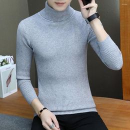 Men's Sweaters Mens Autumn Winter Long Sleeve Knitted Turtleneck Sweater Solid Jumper Knitwears Tops Korean Style Men Stretch Wool
