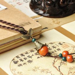 Pendant Necklaces 12 Pieces/Lot Simple Necklace For Women Ceramic Beads Strand Long Tassel Pendants Sweater Chain Vintage Jewellery Gift