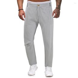 Men's Pants 2YK Breathable Loose Sweatpants Spring 2023 Button-up Cotton Linen Trousers Male Streetwear Men Solid Clothing