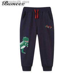 Trousers Bumeex New Boys Dinosaur Printed Sweatpants Autumn Cotton Jogging Pants Toddler Baby Boy Elastic Pants Trousers Pants 2-7 years Q230921