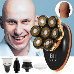 Electric Shavers Men 7D Floating Men Electric Shaver Wet Dry Beard Hair Trimmer Electric Razor Rechargeable Bald Head Shaving Machine LCD Display 230920