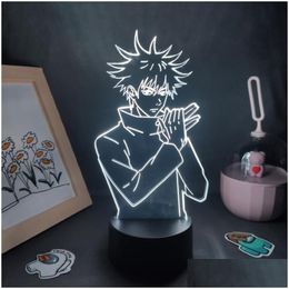 Night Lights Jujutsu Kaisen Figure Megumi Fushiguro 3D Led Lamp Rgb Neon Bedroom Table Desk Decoration Manga Birthday Gift Drop Deli Oto2B