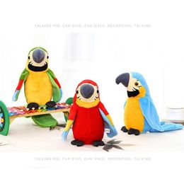 Plush Dolls Electric Talking Parrot Plush Toy Cartoon Parrot Stuffed Plush Toy Speaking Record Repeats Plush Bird Doll for Kids Gifts 22cm 230921