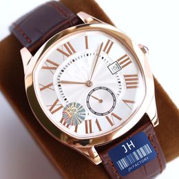 F5 Best version THK-12mm drive De WSNM0011 Cal.1904-PS MC Automatic Roman numerals White dial Men's Watch Rose gold steel shell leather watch