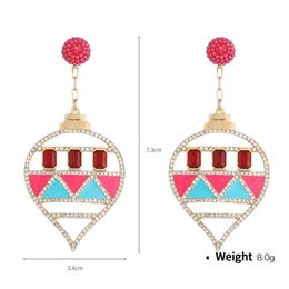 Original design alloy inlaid diamond exaggerated Christmas tree earrings for women, European and American fashion party style, personalized earrings