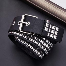 Belts Ladies And Mens Leather Punk Belt Hollow Rivet Personality Rock Wild Adjustable Young Trend Hip-hop Style Students