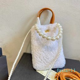 Wool Mini Pearl Tote Bag Designer Bags Women Autumn Winter Plush Messenger Vintage Bags Crossbody Purse Handbag 221013