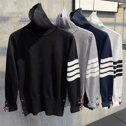 Mens Sweaters Wool Knit Shirts Man Jumper High Neck Lapel Wool Hoodie Pullover Turtleneck Sweatshirts Knits Tops Man Sweater S-3XL